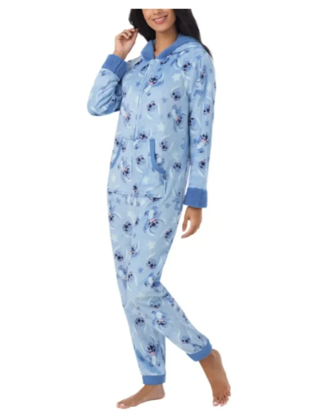 NWT Stitch Adult One-Piece Blue Pajama Size Large - Picture 4 of 10